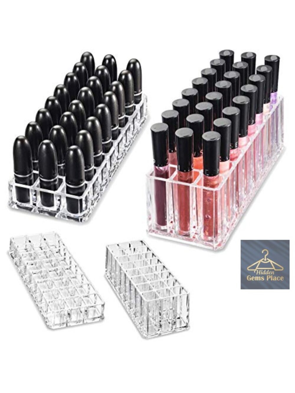 Acrylic Lipstick Lip Gloss Organizer 48 Space Cosmetic Storage Clear